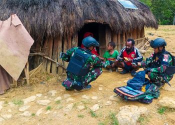 Satgas Yonif 722 MKS Berikan Pelayanan kesehatan Kesehatan Gratis di Lanny Jaya