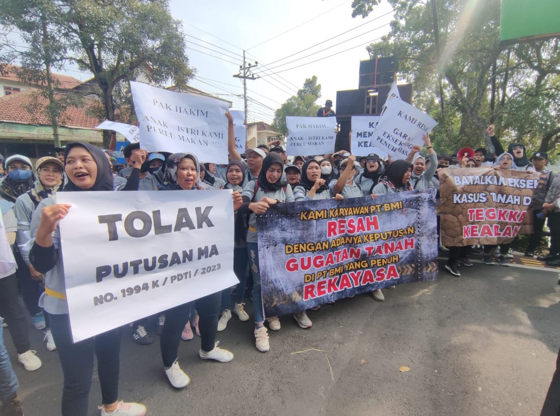Ratusan Karyawan PT BMI Gelar Aksi di PN Kepanjen, Berjuang Demi Keadilan dari Mafia Tanah