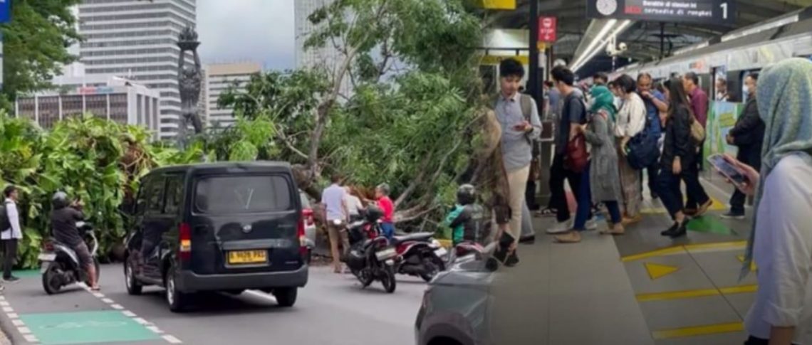 Pohon Roboh Ganggu Operasional MRT Jakarta Penumpang Berhasil Dievakuasi
