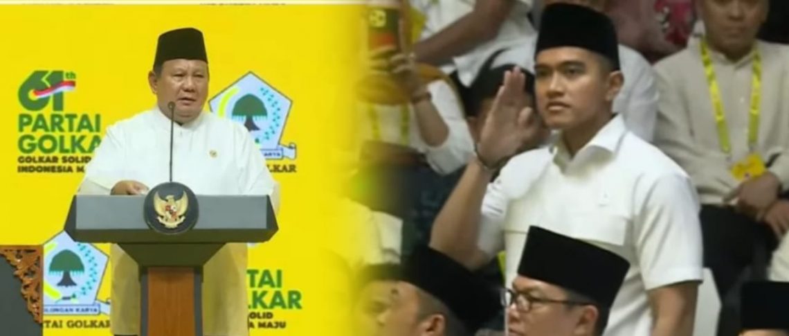 Prabowo Terkejut Tepuk Tangan untuk Kaesang Lebih Riuh Dibanding Gibran di Acara HUT Golkar